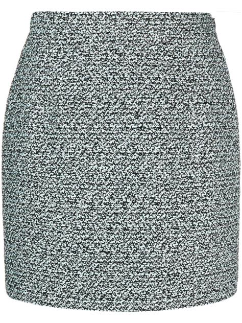 Alessandra Rich High Waist Tweed Miniskirt Blue Farfetch Uk