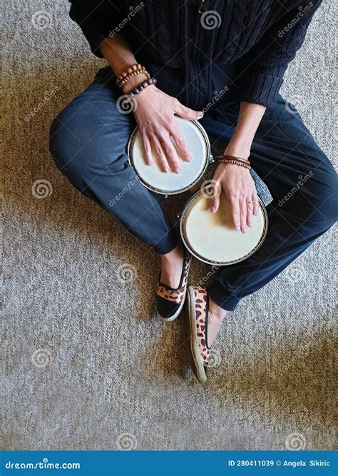 Man Playing Bongo Drums Royalty Free Stock Photography CartoonDealer