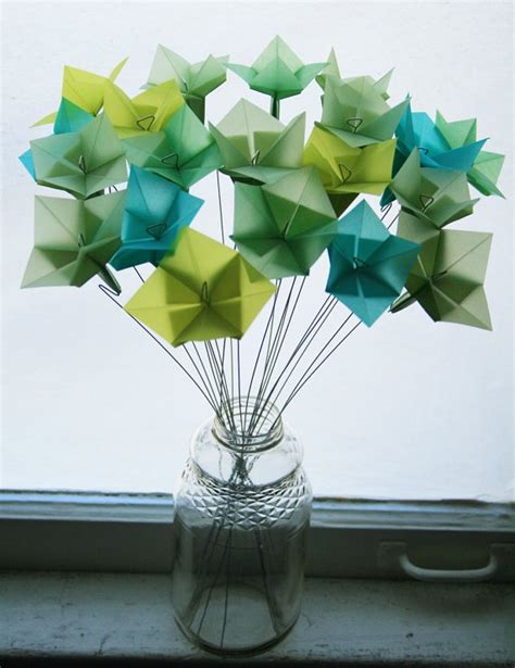 Items Similar To Sea Gemz Translucent Origami Flower Bouquet On Etsy Origami And Kirigami