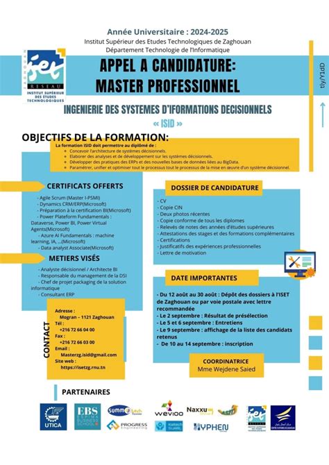 Candidature aux masters de lInstitut Supérieur des Etudes