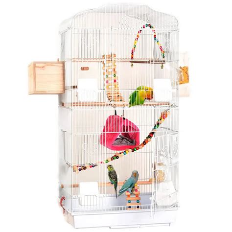 Foldable Metal Parrot Villa Bird Cage Thrush Starling Parrot Cage Three story Heightened Bird ...