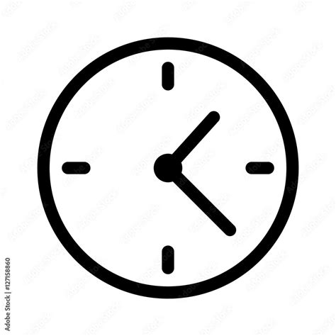 Simple clock face, clockface or watch face with hands line art icon for apps and websites Stock ...