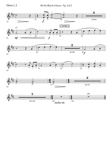 Oh The Blood Of Jesus Choral Anthem SATB French Horn Sheet Music PDF