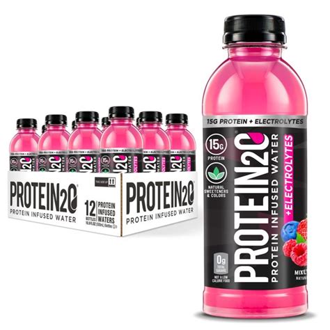 Protein2o Electrolytes 15g Whey Protein Infused Water Mixed Berry 169 Oz Bottle Pack Of 12