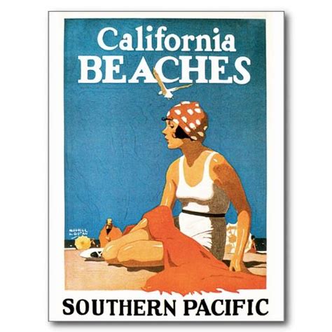 California Beaches Vintage Travel Poster Postcard Zazzle Vintage