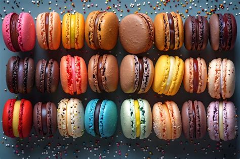 Premium Photo Assorted Colored Macaroons In A Box