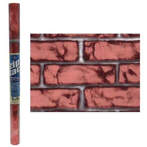 Zip Tac Self Adhesive Decorative Shelf Liner Brick Red Design 9 Ft X