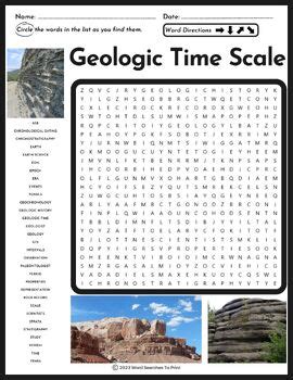 Geologic Time Scale Word Search Puzzle By Word Searches To Print