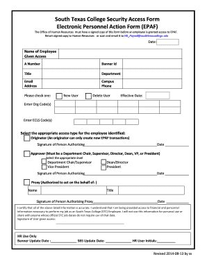 Fillable Online South Texas College Security Access Form Electronic Fax