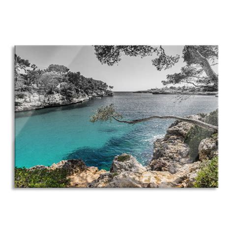 Haus Am Meer Glasbild Wandbild Auf Echtglas Mallorca Bay Cove 2