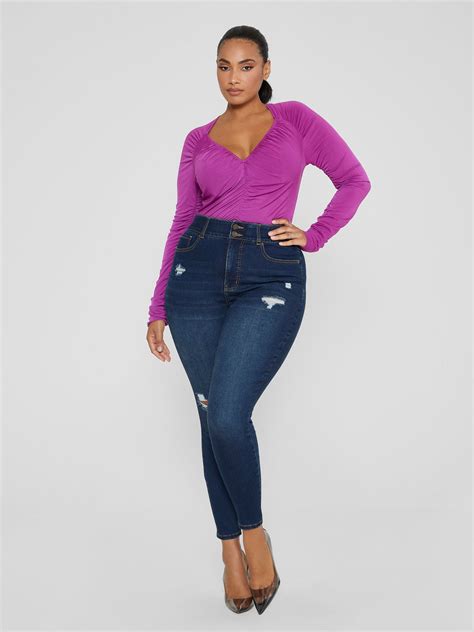 Plus Size High Rise Curvy Fit Skinny Jeans Tall Inseam Fashion To