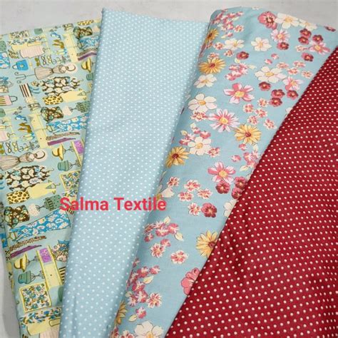 Jual Katun Jepang Japan Design Fancy Fabric Mix Biru Shopee Indonesia