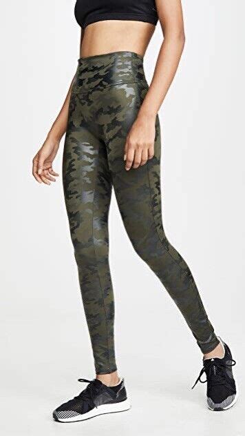 New Spanx Faux Leather Camo Leggings 20185r Army Green Large Ebay