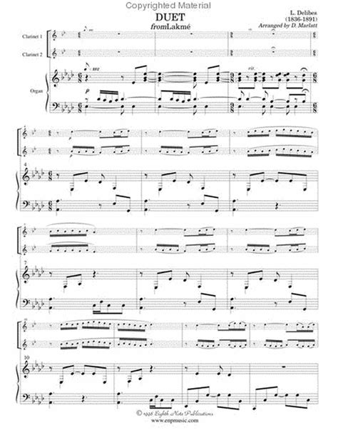 Flower Duet From Lakme By Leo Delibes Clarinet Duet Sheet Music Sheet Music Plus