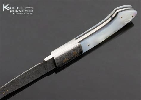 Don Cowles Custom Knife Jim Small Engraved Pearl And Damascus Gent S