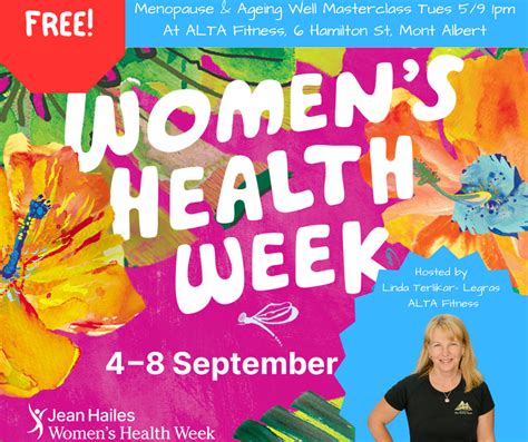 Jean Hailes Womens Health Week ‘menopause And Age Well Masterclass Tues