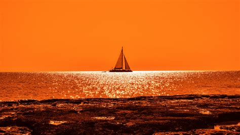 Sunset Boat Sail 4K Wallpapers | HD Wallpapers | ID #22028