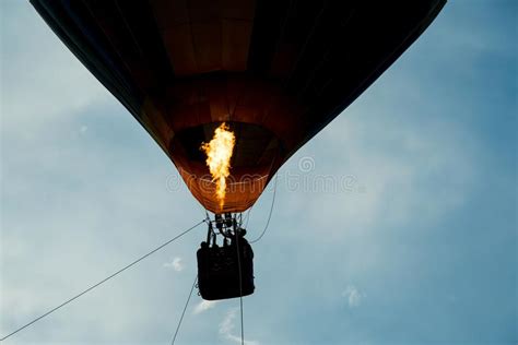 Close Up Fire in Balloon Flying on Sky Silhouette Style Stock Image ...