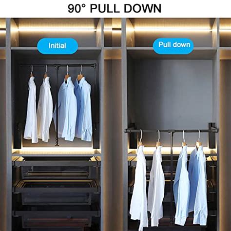 Mellifuous Pull Down Closet Rod Adjustable Extender Closet Hanging Rod