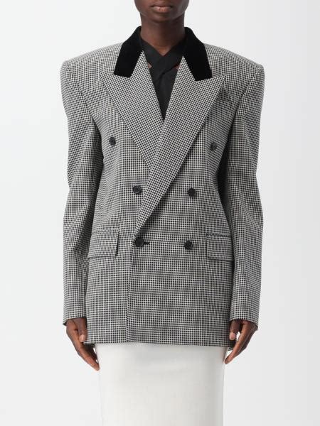 SAINT LAURENT Double Breasted Wool Blazer Grey Saint Laurent