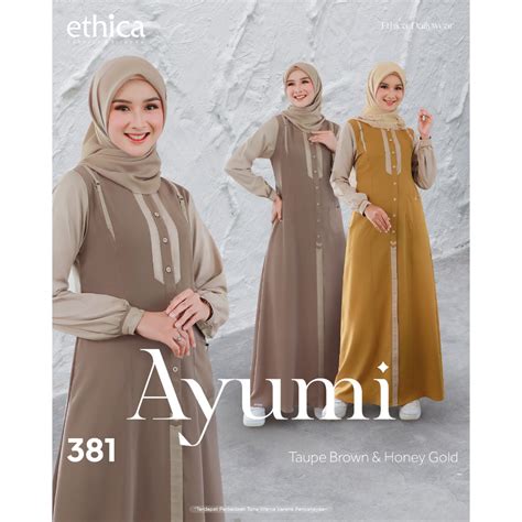 Jual Ethica Ayumi Taupe Brown Honey Gold Kasual Dress Daily Dress