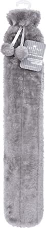 Revitale Extra Long Hot Water Bottle Pom Pom Soft Fur Cover 72cm 2L Slate Grey Amazon Co