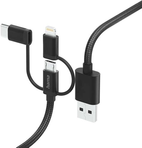 Hama 3in1 Multi Ladekabel Usb A Micro Usb Usb C U Lightning 15 M Schwarz Ab 1660