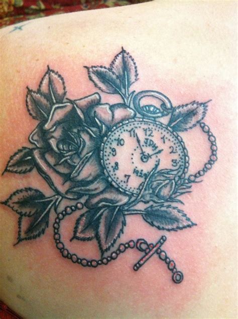 Pocket Watch And Rose Tattoo My Grandfathers Initials And The Year He