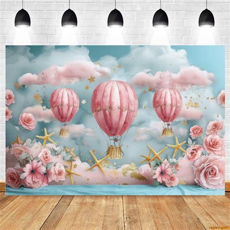 Hot Air Balloons Backdrop Baby Shower Newborn Portrait Girl Boy Birthday Party R Photography