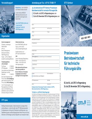 Fillable Online Ja Ich Nehme Teil Am OTTI Seminar Praxiswissen Fax