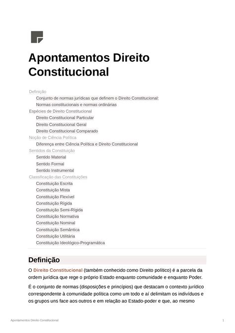 Apontamentos Direito Constitucional Apontamentos Direito