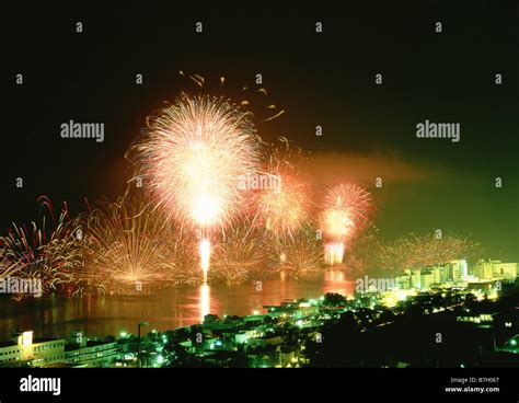 Fireworks at Lake Toya Stock Photo - Alamy