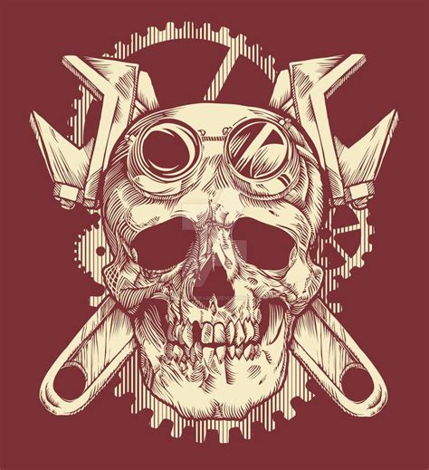 Victorian Mechanic Skull By Blackhawk45lc Mechanic Tattoo Skulls