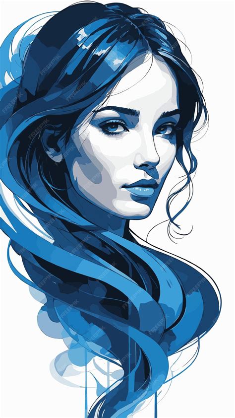 Dessin Dune Belle Fille Avec Illustration De Flamme Bleue En Vecteur