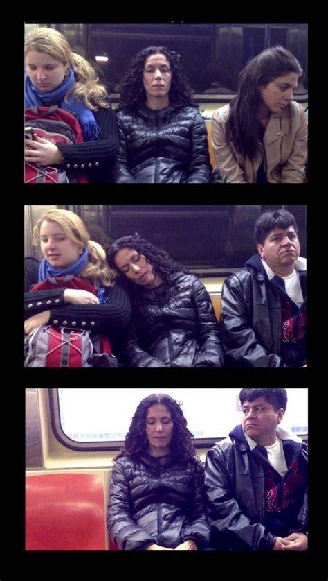 An Artist Pretended To Fall Asleep On Strangers On The Subway And Filmed The Adorable Reactions