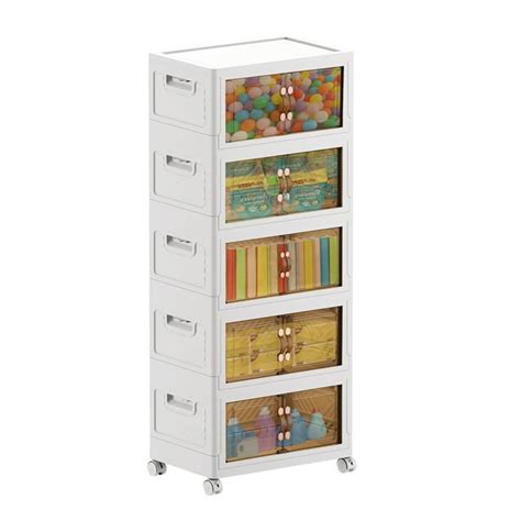 MECOLOR Foldable Storage Containers with Wheels and Doors, 5 x 34L ...