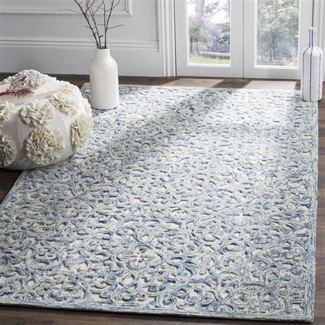 SAFAVIEH Trace Bryan Geometric Floral Wool Area Rug Blue Ivory 2 3 X