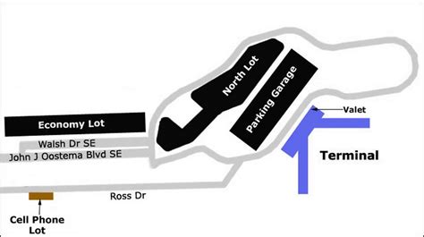 Airport Parking Map Gerald Ford Airport Parking Map