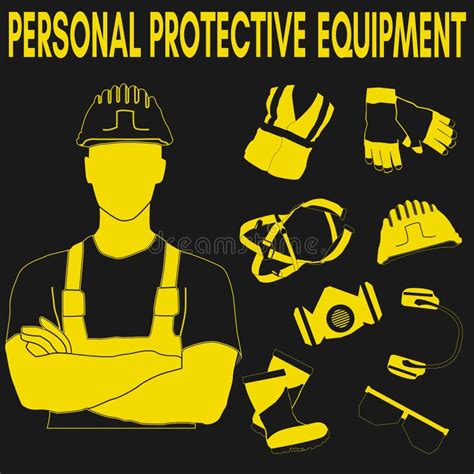 Personal Protective Equipment Vector Illustration Set Stock Vector