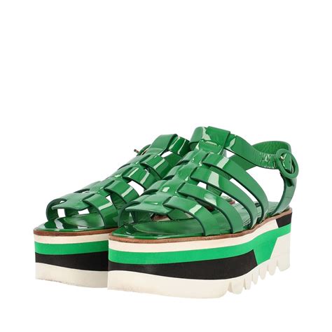 Dolce And Gabbana Patent Caged Strappy Platform Sandals Green Luxity