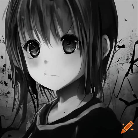 Sad Cartoon Girl Black And White