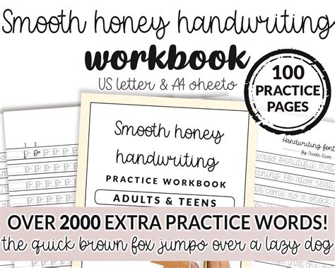 100 Page Smooth Honey Hand Writing Practice Workbook Sheet Etsy