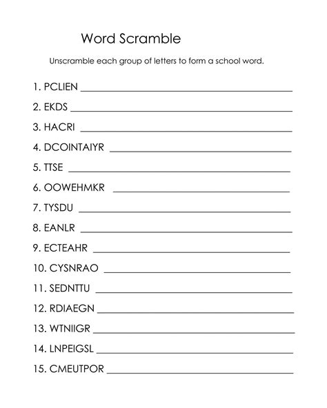 Word Unscramble Printable Printable Word Searches