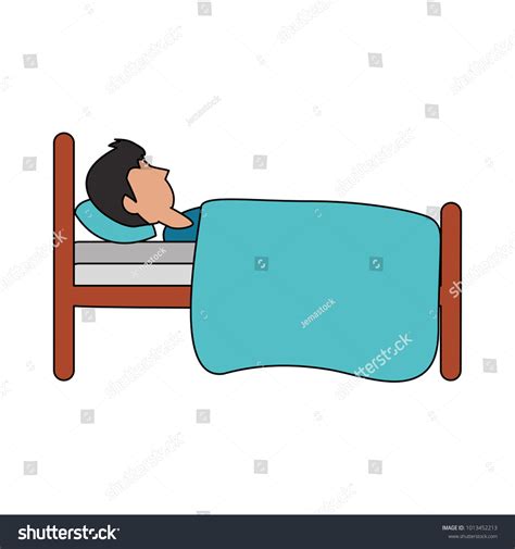 Man Sleeping Bed Stock Vector Royalty Free 1013452213