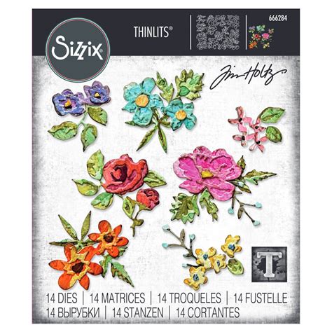 Sizzix Tim Holtz Thinlits Stanssi Brushstroke Flowers Mini Lumikellot