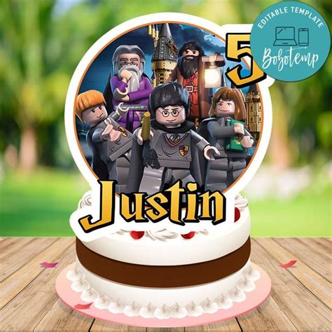 Lego Harry Potter Birthday Cake Topper Template Printable Bobotemp