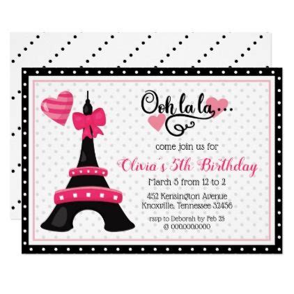 Ooh La La Paris Eiffel Tower Pink And Black Party Invitation Zazzle