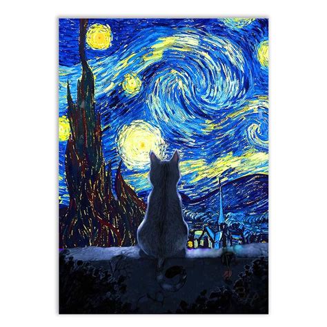 Placa Decorativa Gato Noite Estrelada Van Gogh Arte Shopee Brasil