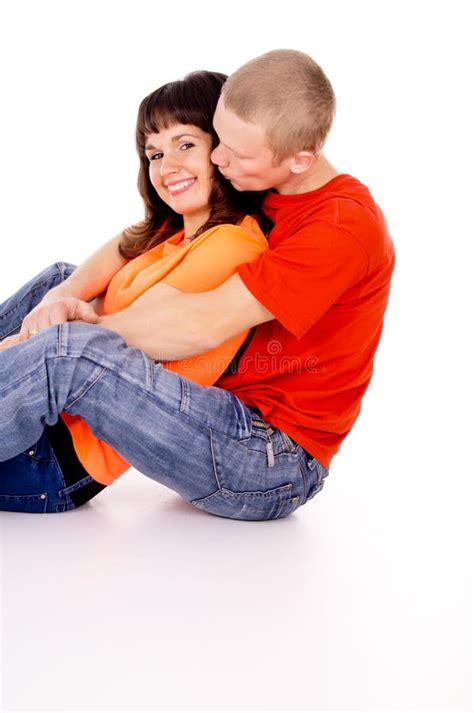 Happiest Guy Hugs The Girl, Sitting Stock Image - Image: 28563655