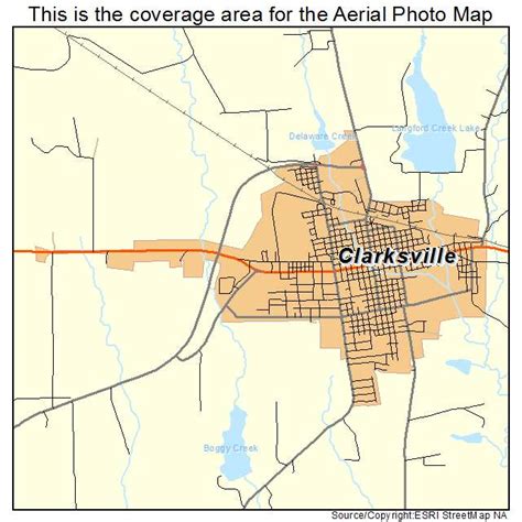 Aerial Photography Map of Clarksville, TX Texas